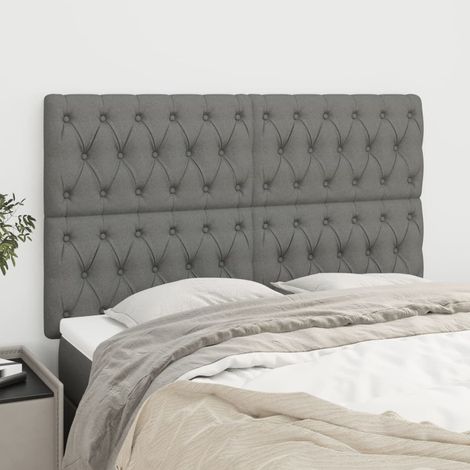 Tête de lit Gris foncé 160 x 7 x 118/128 cm Tissu (1/5)