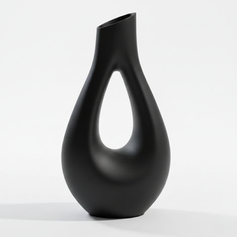 Vaso decorativo a forma di goccia, nero, dal design minimalista, ideale per fiori. (1/3)