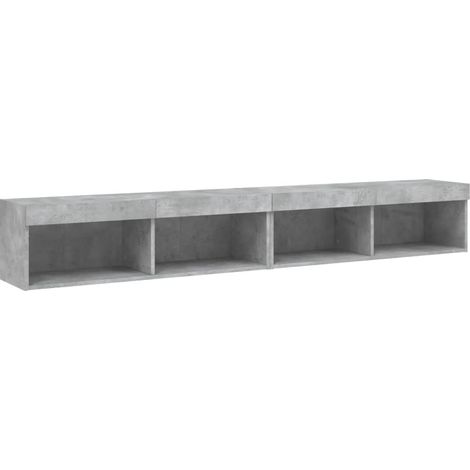 Mobile TV multimediale Mensola TV Credenza TV sala da pranzo soggiorno camera da letto con luci LED 2 pezzi 100 x 30 x 30 cm grigio 020028829