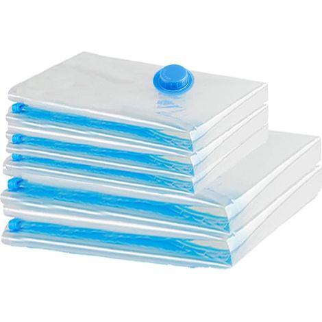 Kit 5 Sacs Sous Vide Réutilisables [60x40cm & 60x80cm] - Rangement Vêtements, Couettes, Oreillers par Aspiration - Économisez 75% d'Espace  - ZWMYF (1/5)