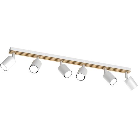 Rampe 6 spots orientables blanc/bois GU10 Terra Luminex
