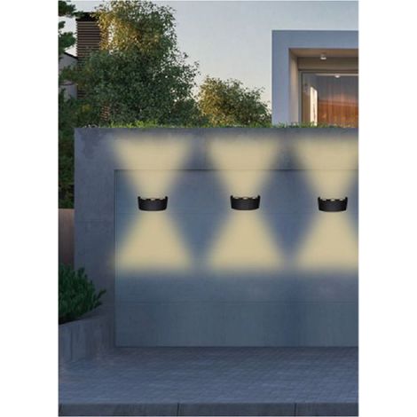 TrAdE Shop Traesio - Applique Esterno Led 16 W Crown Ip65 Up & Down Nero Luce Calda Fredda Natural - -Bianco Caldo -
