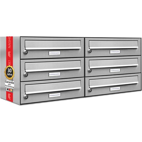 6er Edelstahl Briefkasten Anlage 6 Fach Wandbriefkasten Postkasten (1/5)