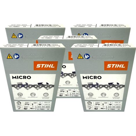 Chaîne de tronçonneuse STIHL Picco Micro Mini 3 30 cm 3/8" P 1,1 mm 44 TG 5 pièces ( 5x 36100000044 )