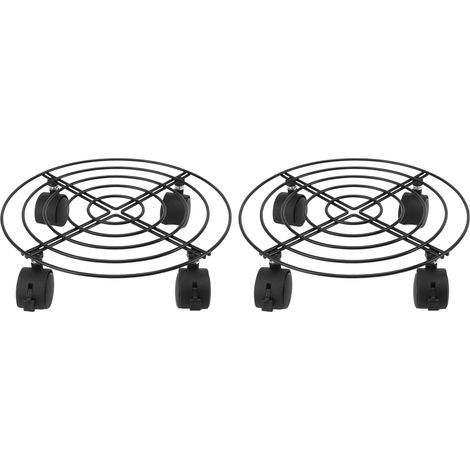 Lot de 2 chariots à plantes d'extérieur avec roues verrouillables, en fer et PVC, support roulant haute capacité pour grandes plantes (1/5)