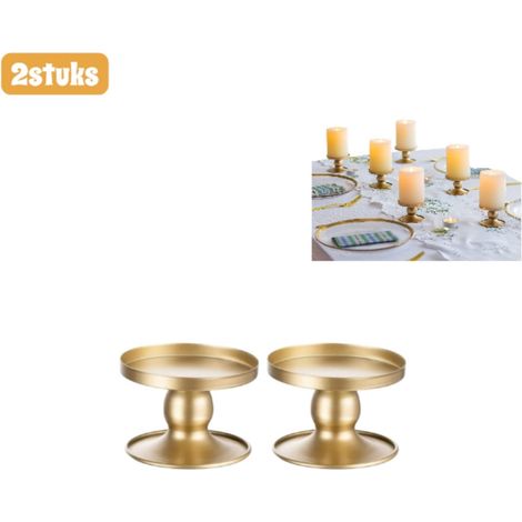 Lot de 2 chandeliers en métal avec porte bougies chauffe plat pour décoration du salon et de la maison finition dorée (1/5)