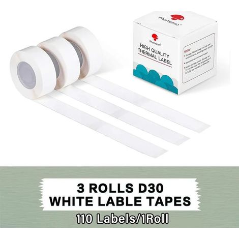 Étiquettes D30 14 x 60 mm, papier thermique autocollant compatible avec D30/D35/Q30/Q30S/Q31, 3 rouleaux blancs (1/5)