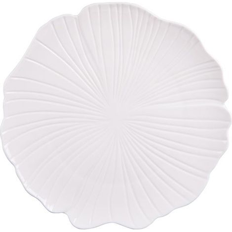 1 Servierteller, weißes Ginkgo-Porzellan, 30 cm, Blattdekor, elegantes Gourmet-Service (1/5)