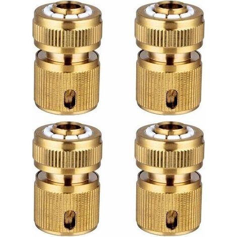 4 pièces Raccords Rapide Tuyau d\'arrosage en Laiton, Rapide Raccord Connecteurs pour Tuyau d’arrosage dans Le Jardin 1/2" Quick Connectors (1/4)