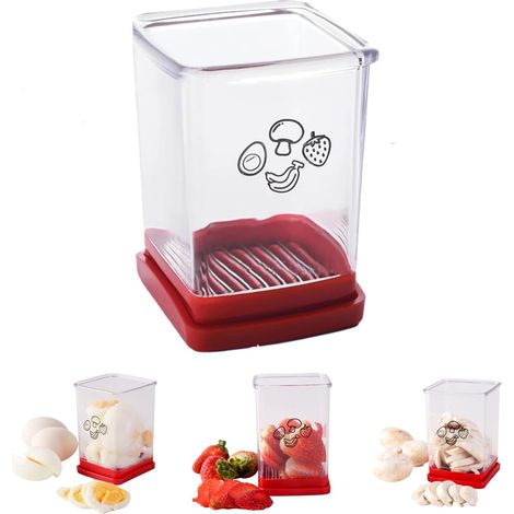 Obst- und Gemüseschneider mit Druckplatte, Eierschneider aus Edelstahl, Tassenschneider, Bananenschneider, Apfelschneider, Erdbeerschneider, tragbarer neuer Küchenhelfer.