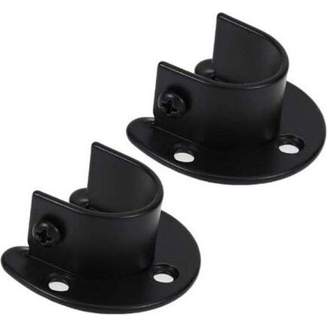 Lot de 2 supports de tringle à rideaux de douche en acier inoxydable noir mat avec vis — Adélala (1/5)