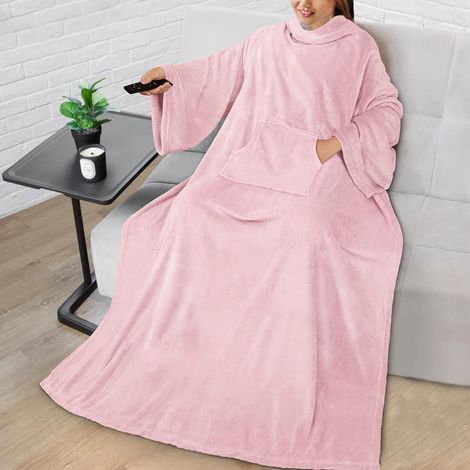 Plaid avec manches pour femme homme adulte couverture portable chaude et douce cadeau pour épouse mère