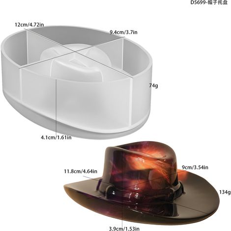 Moule En Silicone - Chapeau De Cowboy - Pour Coulée De Résine Époxy Et Décorations En Pâte À Sucre - 12 X 9,4 X 4,1 Cm - 1 Pièce (1/5)