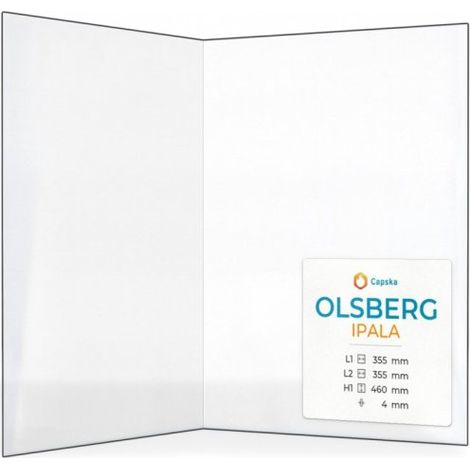 Vitre Olsberg IPALA - Verre Pliée pour poêle à bois - (355 + 355) x 460 mm (L1 + L2) x H1 - 4 mm (1/5)