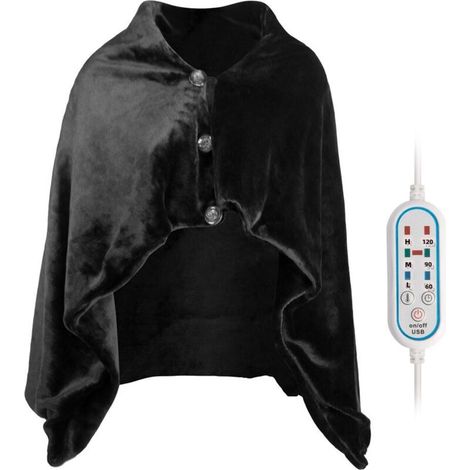 Electric Heated Blanket, USB Heated Shawl, Electric Heated Poncho, Blanket with 3 Heat Levels, 3 Timer Settings, 27.6 x 44.5 cm
