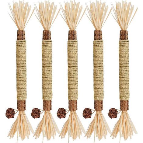 5-teiliges Kauspielzeug für Kätzchen, Zahnreinigung, aus Polygonum und Raffia, Naturspielzeug (1/5)