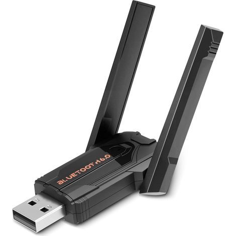 Adattatore USB Bluetooth 6.0 per PC, laptop, computer desktop, mouse, tastiera, 3 Mbps, Plug & Play, estensore di portata, antenna regolabile, per Windows 11/10/8.1/7 (1/5)