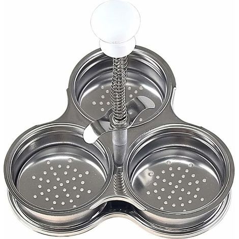 Cuiseur à œufs pochés à trois grilles en acier inoxydable, moule à œufs pochés,coquetiers pochés en acier inoxydable antiadhésif avec trous pour accessoires de cuisine -1615.46.4cm-1pc (1/5)