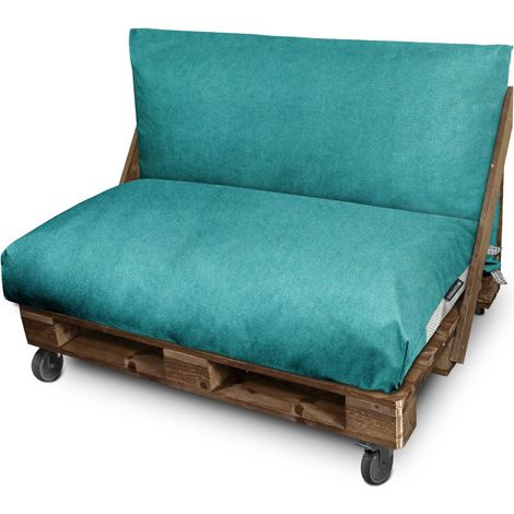Coussin palette en simili cuir d’extérieur Patagonia Turquoise Set: Siège 120x80x20 + Dossier 120x45x25 Patagonia Turquoise