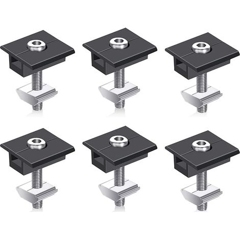Lot de 6 Pinces Centrales 30 Mm Noir Pince Centrale en Forme de T PhotovoltaïQue RéGlable Pince Centrale pour Panneau Solaire (1/5)