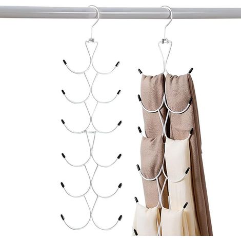 1 Lot de Cintre Foulard,Organisateur D'écharpes avec 12 Crochets,Cintre Porte Cravate pour Garde-Robe,Organisateur de Placard Peu Encombrant pour Fou (1/5)