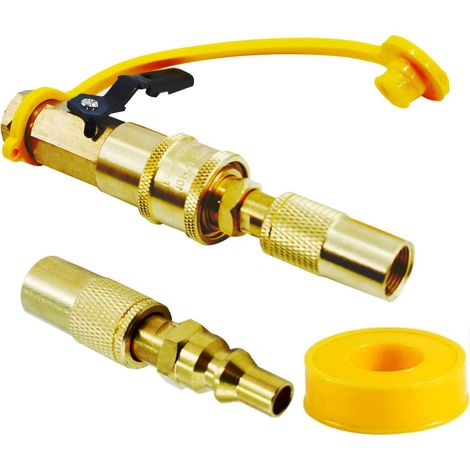Adaptateur propane à déconnexion rapide 1/4" pour réchauds de camping et barbecues portables - Raccord de gaz universel avec valve de connexion rapide, noir (1/5)