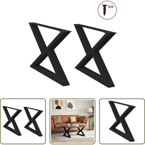 vidaXL Stahlbein -  Couchtischbeine 2 Stk. Schwarz 70x(42-43,3) cm Stahl