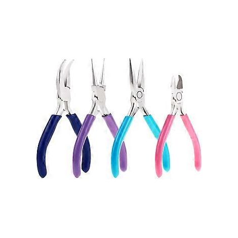 Kit de 4 outils pour la création de bijoux : pinces à bijoux avec becs fins, fournitures pour le travail du fil et la fabrication de bijoux.