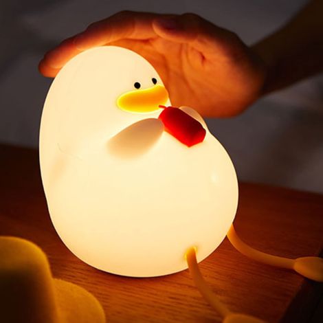 Lampe canard mignonne rechargeable USB, veilleuse silicone multicolore pour chambre enfant, luminaire nursery doux et coloré, idéal cadeau enfant (1/5)