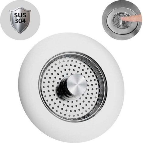 Bouchon Evier Cuisine, Bouchon Evier Avec un Set Combiné Filtre Evier Cuisine, Inox Pur,Anti - Blocage, PréVention des Odeurs,Grille Evier Cuisine-Profondeur de L'éVier 22mm (1/4)