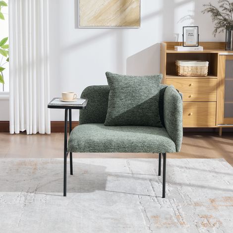Poltrona design 86x72x71 cm verde smeraldo con tavolino e vani, ciniglia e metallo MEUBLIV (1/5)