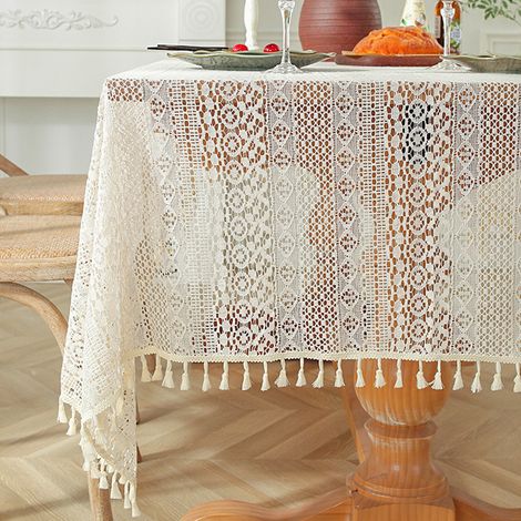 1 nappe en dentelle rectangulaire, motif floral ancien, 150x180 cm, pour fête d'anniversaire en extérieur (1/5)