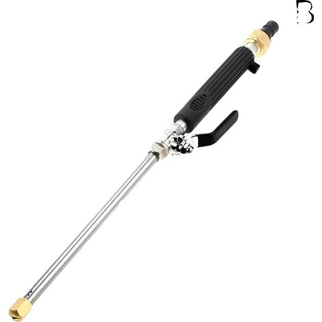 Pistola de agua a alta presión, aluminio resistente, múltiples boquillas, color negro. (1/2)