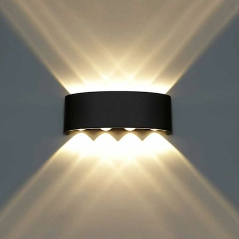 Applique murale LED intérieure moderne en aluminium 8W, noire, pour chambre, hall, salon (blanc chaud) (1/4)