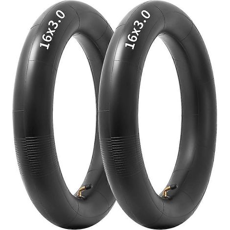 Lot de 2 chambres à air 16x3.0 avec valve coudée à 90° en caoutchouc butyle pour vélos électriques et accessoires de vélo (1/5)
