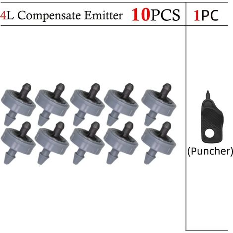 (10 pièces - 4 L) Goutteur d'arrosage de jardin à débit constant / Régulateur d'eau H / Goutteur goutte-à-goutte pour serre / Raccord goutte-à-goutte à compensation automatique de pression (1/5)