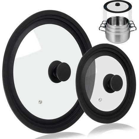 Tapas universales para utensilios de cocina, aptas para sartenes juego de 2 tapas aptas para utensilios de cocina con un diámetro de 10, 11 y 12 pulgadas. (1/3)