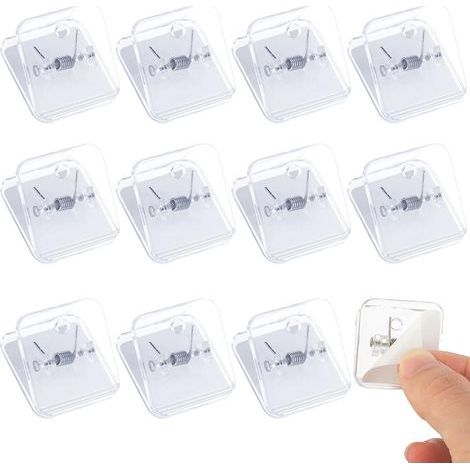 Lot de 12 clips adhésifs double face pour tapisserie, rideau de douche, support de drapeau, pinces à ressort pour bureau, affiche, salle de classe, extérieur, Noël, Halloween, décorations