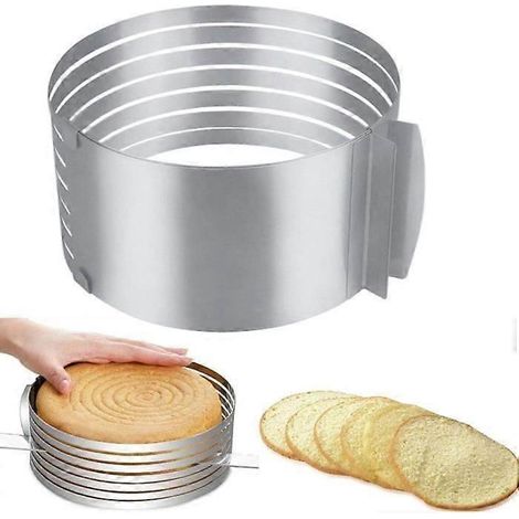 Coupe-gâteau à 7 couches en acier inoxydable, 25-31 cm (9,8-12,2 pouces), cercles à pâtisserie ronds réglables, accessoires de découpe pour gâteaux, diamètre 25-31 cm (9,8-12,2 pouces). (1/5)