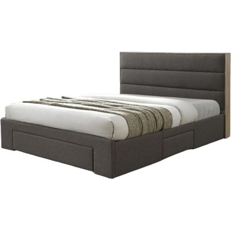 Bett mit Schubladen, Kollektion OTTAWA - Farbe Grau und Eiche - 180x200cm - Lattenrost inklusive