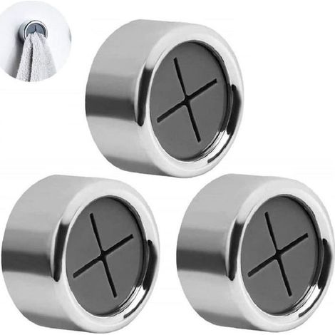 Accroche Torchon - HANDEIU - 3 Pièces - Auto-Adhésif - Métal ou Plastique - Ronde (1/4)
