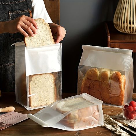 Sacs à pain en papier étanches — Emballage alimentaire carré avec fenêtre transparente