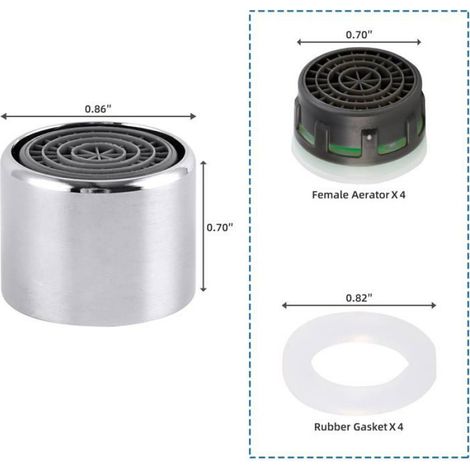 Aérateur De Robinet - Filetage Femelle 55/64 Pouces - Finition Chrome - Anti-Éclaboussures Avec Filtre Intégré - Lot De 4 (1/5)