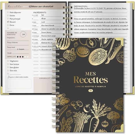 Carnet de Recettes à Remplir A5, Papier Épais 120g, Gris (1/5)