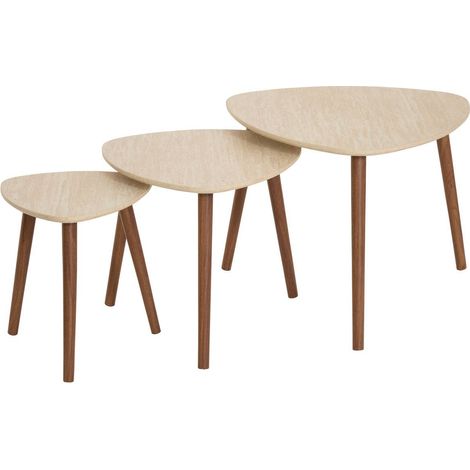 3 tables gigognes Mileo sable - Atmosphera créateur d'intérieur