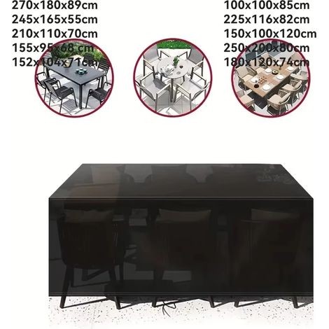 Housse de protection imperméable et résistante (noire, 180 x 180 x 90 cm) pour mobilier de jardin (terrasse et patio), avec protection UV. (1/4)