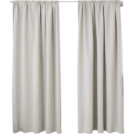 WOLTU 2er Set Gardine blickdicht 250 g/m² mit Kräuselband creme 135x245 cm (1/5)