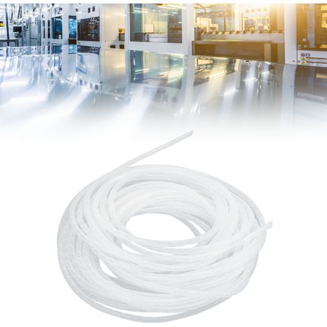 Gaine Spirale Flexible pour Câbles - Organisateur de Fils Blanc, Diamètre 6-13mm, Longueur 13m (1/5)