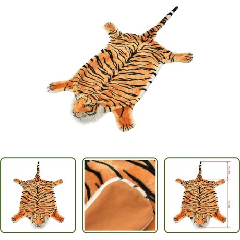 vidaXL Tapis peluche - Tapis en peluche en forme de tigre 144 cm Marron (1/5)