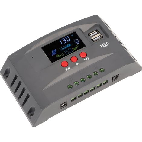 Régulateur de Charge Solaire MPPT 20A LCD USB, Compatible 12V/24V Auto pour Batteries et Panneaux (1/5)